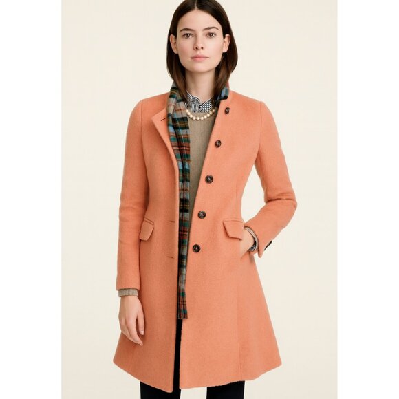 J CREW Collection Wool Alpaca Coat Classic Preppy size 2 Peach A-line Peplum - Picture 12 of 12